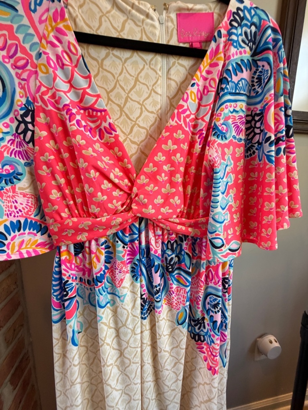 Lilly Pulitzer Minka Maxi Dress Coral Spritz Beach Bungalow Colorway- peach blue - Picture 3 of 8